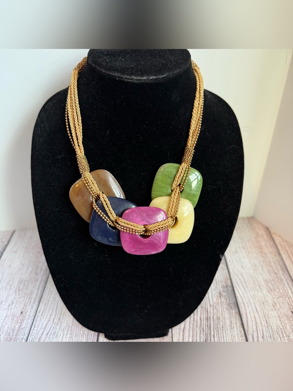 CHICO’S Chunky Geometric Colorful Statement Necklace